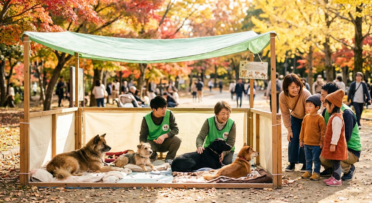 保護犬譲渡会のようす