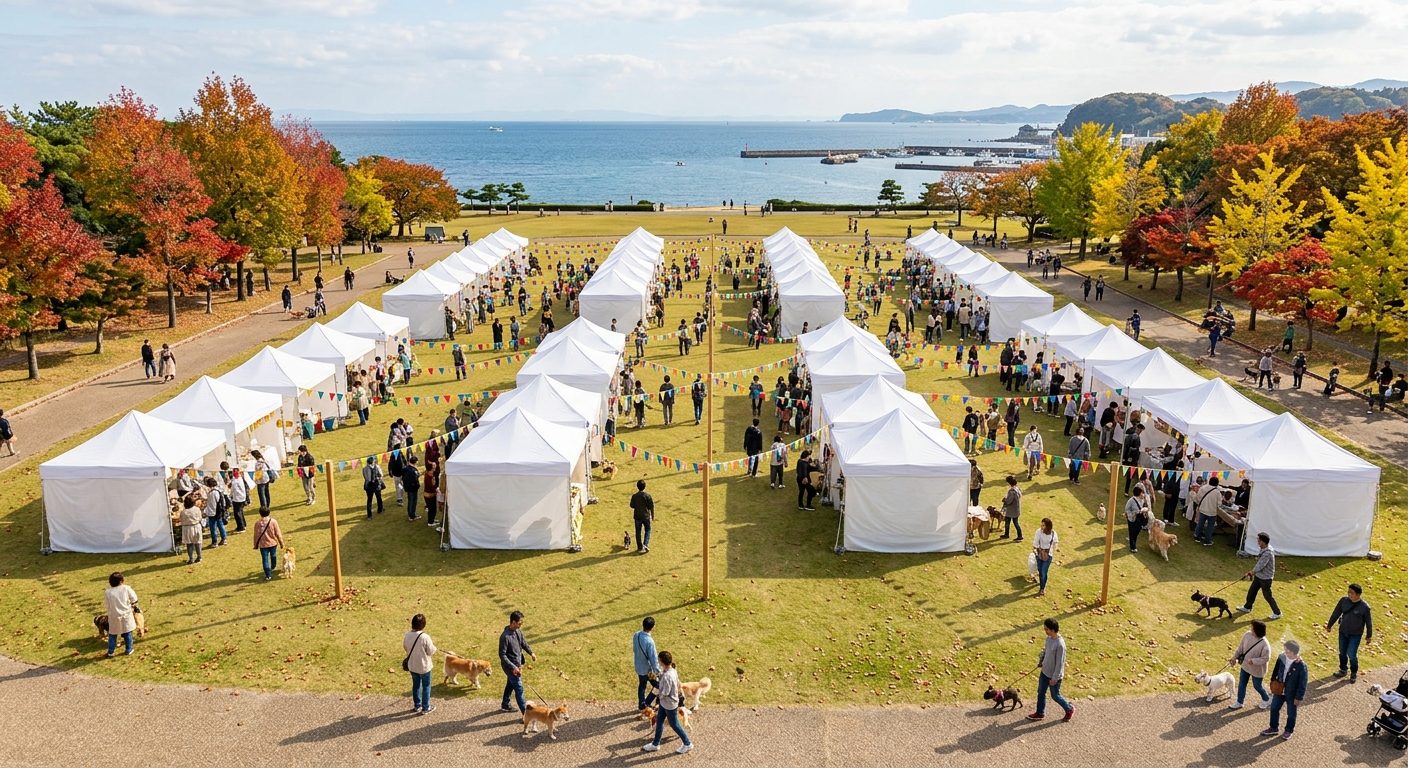 みなと臨海公園 芝生広場の全景